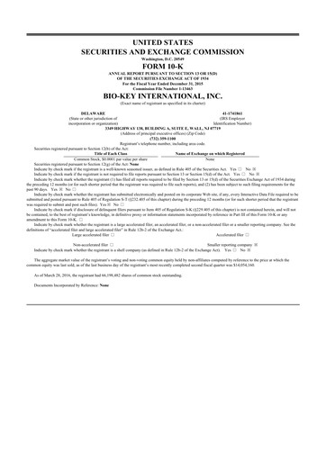 Thumbnail BIO-key International
 10-K Annual Report 2015