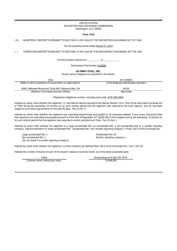 Thumbnail Olympic Steel
 10-Q Quarterly Report FY2016 