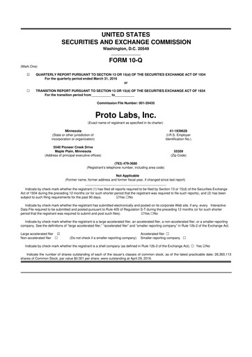 Thumbnail Protolabs 10-Q Quarterly Report FY2016 