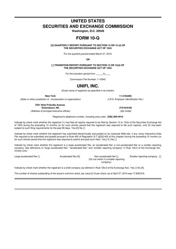 Vorschaubild Unifi 10-Q Quartalsbericht 2016 