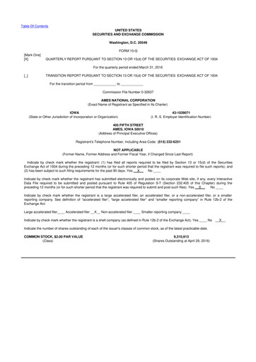 Thumbnail Ames National Corp. 10-Q Quarterly Report FY2016 