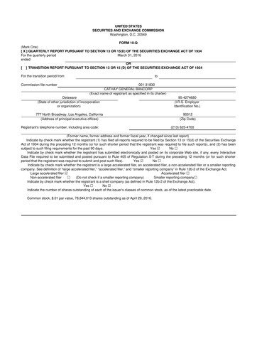 Thumbnail Cathay General Bancorp 10-Q Quarterly Report FY2016 