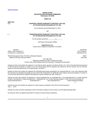 Thumbnail Eagle Bancorp 10-Q Quarterly Report FY2016 