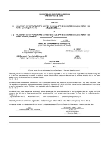 Miniature Perma-Fix Environmental Services 10-Q Rapport trimestriel 2016 