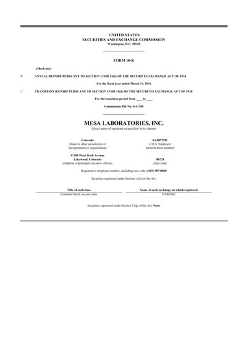 Thumbnail Mesa Laboratories 10-K Annual Report 2016