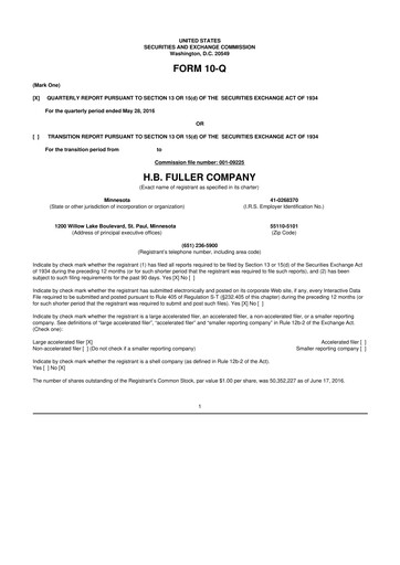 Thumbnail H.B. Fuller
 10-Q Quarterly Report FY2016 