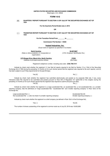 Thumbnail Insteel Industries 10-Q Quarterly Report FY2016 
