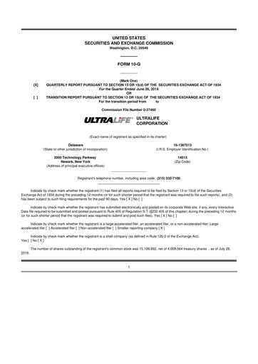 Thumbnail Ultralife Corporation 10-Q Quarterly Report FY2016 