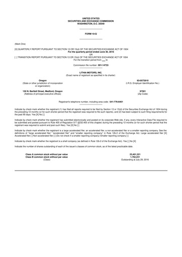 Vorschaubild Lithia Motors 10-Q Quartalsbericht 2016 