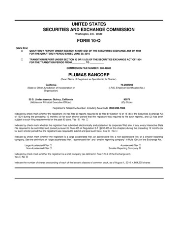 Vorschaubild Plumas Bancorp 10-Q Quartalsbericht 2016 