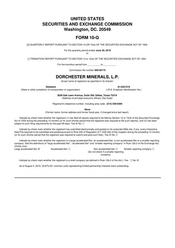 Thumbnail Dorchester Minerals 10-Q Quarterly Report FY2016 