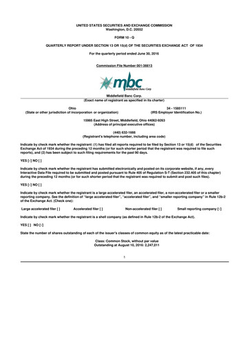 Vorschaubild Middlefield Banc
 10-Q Quartalsbericht 2016 