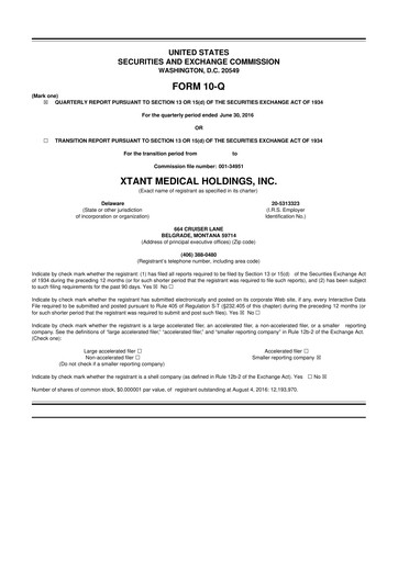 Thumbnail Xtant Medical 10-Q Quarterly Report FY2016 