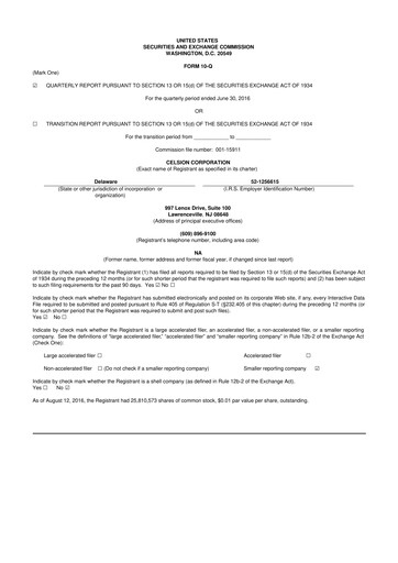 Miniature Imunon 10-Q Rapport trimestriel 2016 