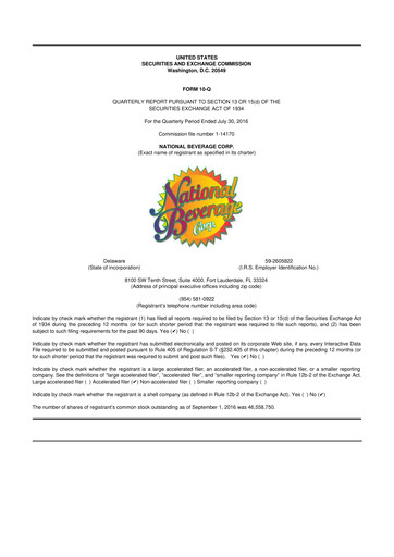 Thumbnail National Beverage
 10-Q Quarterly Report FY2017 