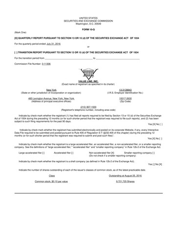 Thumbnail Value Line 10-Q Quarterly Report FY2017 