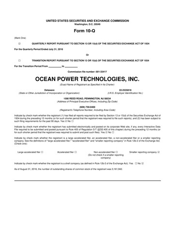 Thumbnail Ocean Power Technologies
 10-Q Quarterly Report FY2017 