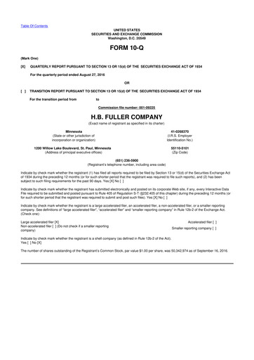 Thumbnail H.B. Fuller
 10-Q Quarterly Report FY2016 