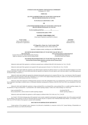 Thumbnail Insteel Industries 10-K Annual Report 2016