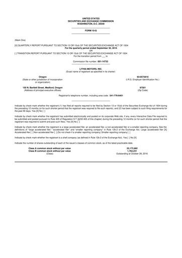 Vorschaubild Lithia Motors 10-Q Quartalsbericht 2016 