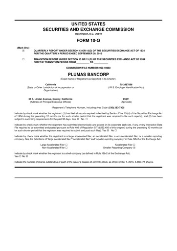 Vorschaubild Plumas Bancorp 10-Q Quartalsbericht 2016 