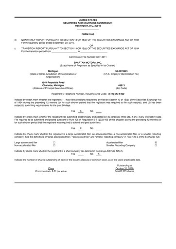 Thumbnail The Shyft Group 10-Q Quarterly Report FY2016 
