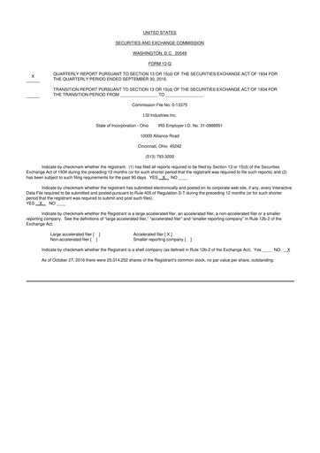 Miniature LSI Industries 10-Q Rapport trimestriel 2017 