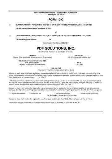 Thumbnail PDF Solutions 10-Q Quarterly Report FY2016 