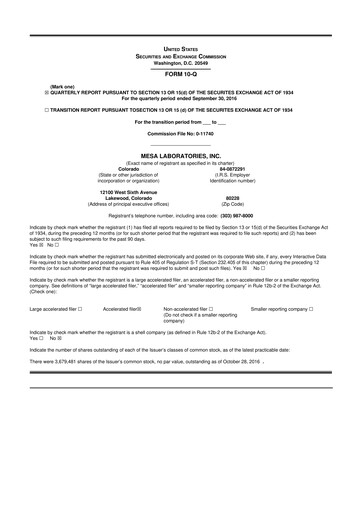 Thumbnail Mesa Laboratories 10-Q Quarterly Report FY2017 