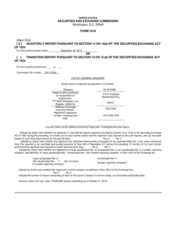 Thumbnail Cathay General Bancorp 10-Q Quarterly Report FY2016 