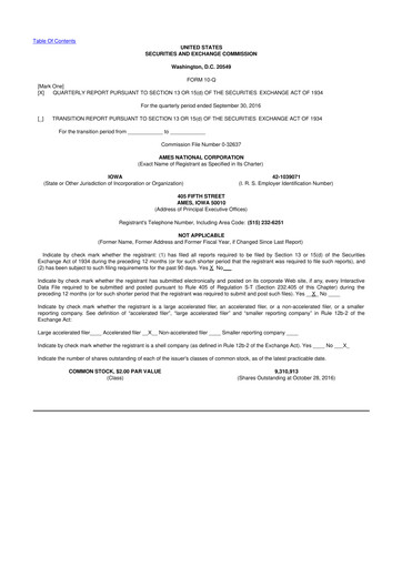Thumbnail Ames National Corp. 10-Q Quarterly Report FY2016 