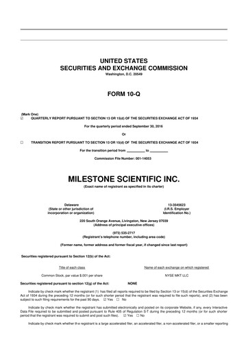 Thumbnail Milestone Scientific 10-Q Quarterly Report FY2016 