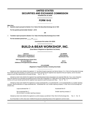 Thumbnail Build-A-Bear Workshop 10-Q Quarterly Report FY2016 
