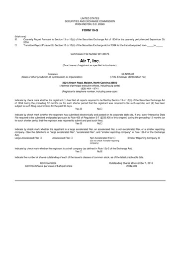Thumbnail Air T, Inc. 10-Q Quarterly Report FY2017 