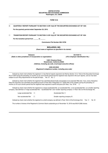 Thumbnail BioLargo 10-Q Quarterly Report FY2016 
