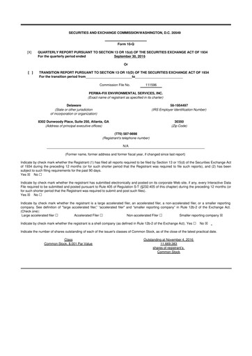 Miniature Perma-Fix Environmental Services 10-Q Rapport trimestriel 2016 