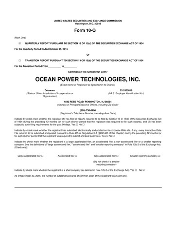 Thumbnail Ocean Power Technologies
 10-Q Quarterly Report FY2017 