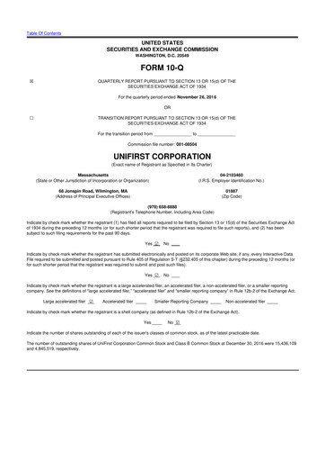 Thumbnail UniFirst 10-Q Quarterly Report FY2017 