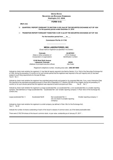 Thumbnail Mesa Laboratories 10-Q Quarterly Report FY2017 