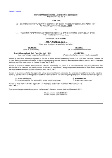 Thumbnail 1-800-Flowers.com, Inc.
 10-Q Quarterly Report FY2017 