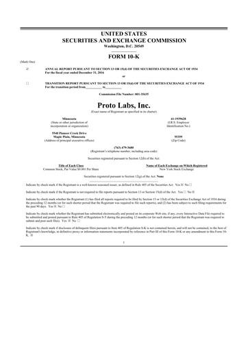 Vorschaubild Protolabs 10-K Jahresbericht 2016