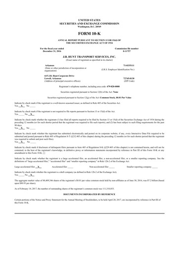 Thumbnail J. B. Hunt
 10-K Annual Report 2016