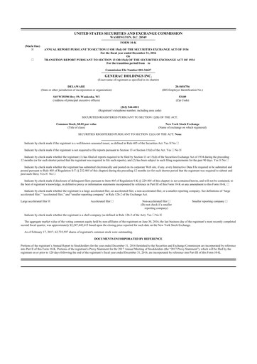 Vorschaubild Generac 10-K Jahresbericht 2016