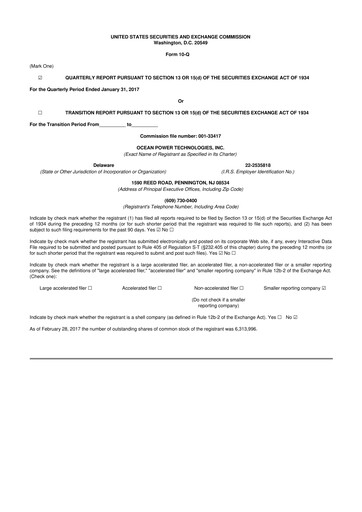 Thumbnail Ocean Power Technologies
 10-Q Quarterly Report FY 