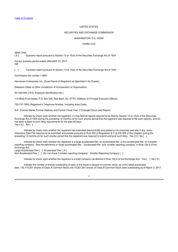 Thumbnail Hovnanian Enterprises
 10-Q Quarterly Report FY2017 