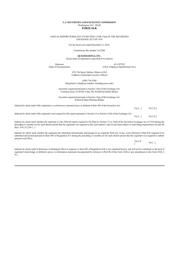 Thumbnail QCR Holdings
 10-K Annual Report 2016