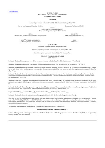 Thumbnail Ames National Corp. 10-K Annual Report 2016