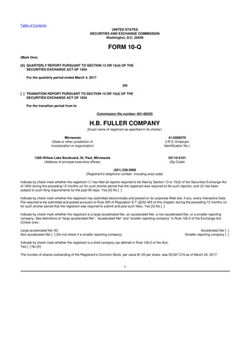 Thumbnail H.B. Fuller
 10-Q Quarterly Report FY2017 