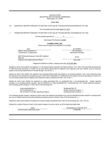 Thumbnail Olympic Steel
 10-Q Quarterly Report FY2017 