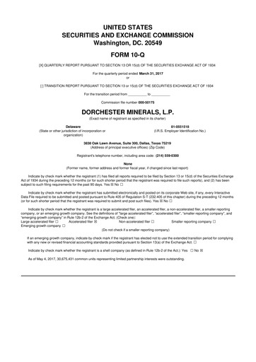 Thumbnail Dorchester Minerals 10-Q Quarterly Report FY2017 
